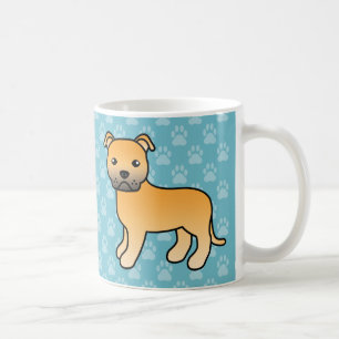 Mug Staffordshire Bull Terrier Brun Fauve Dessin Animé