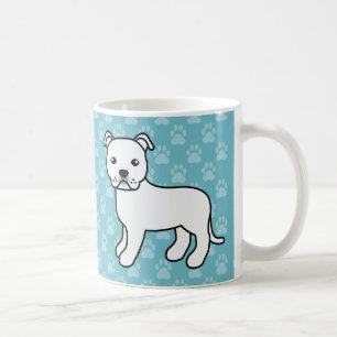 Mug Staffordshire Bull Terrier de dessin animé blanc