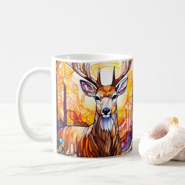 Mug Stained Glass Deer (Avec donut)
