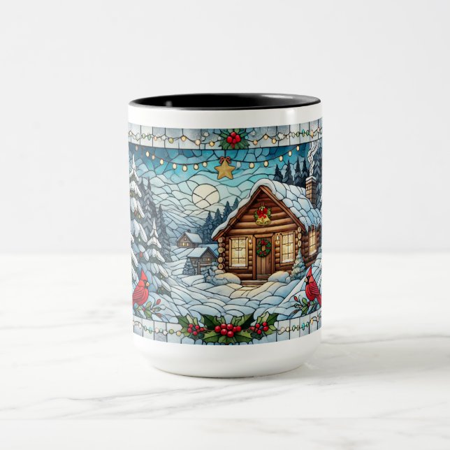 Mug Stained Glass Look Winter Scene Christmas (Centre)
