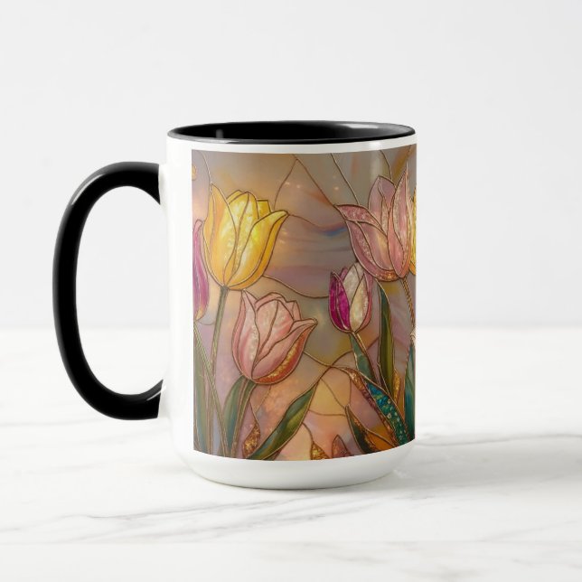 Mug Stained Glass Tulip Mug: Floral Art (Gauche)