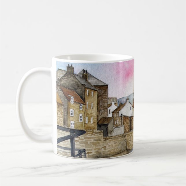 Mug Staithes, North Yorkshire, Angleterre Aquarelle (Gauche)