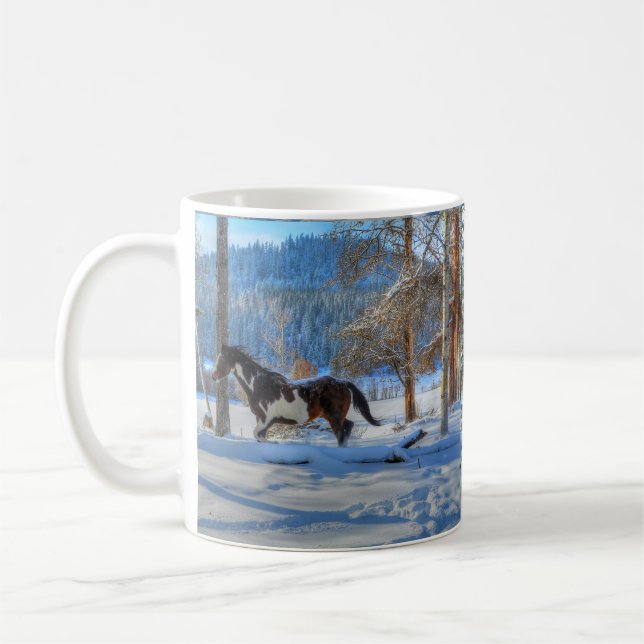 Mug Stallion Pinto Paint & Neige d'hiver (Gauche)