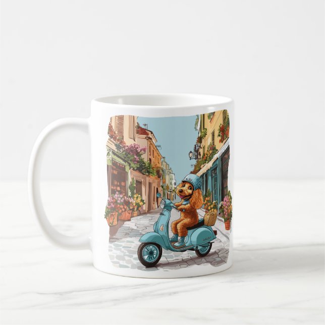 Mug Standard Poodle Dog Riding Scooter (Gauche)