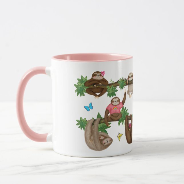 Mug Stanley Sloth rose "dégustant un canapé paresseux" (Gauche)