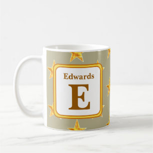 Mug Star Monogram Yellow Gold Nom de famille initial