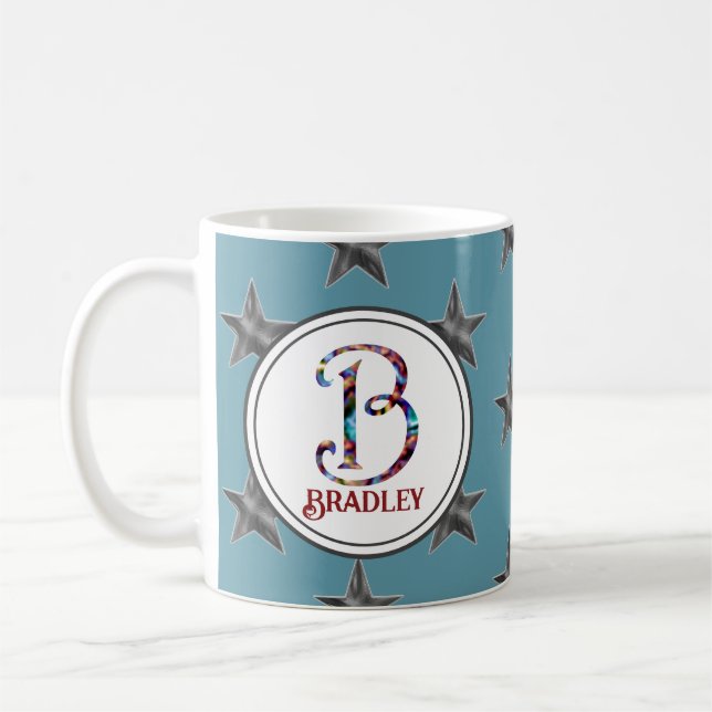 Mug Star Monogramme Famille Nom initial Nautique (Gauche)