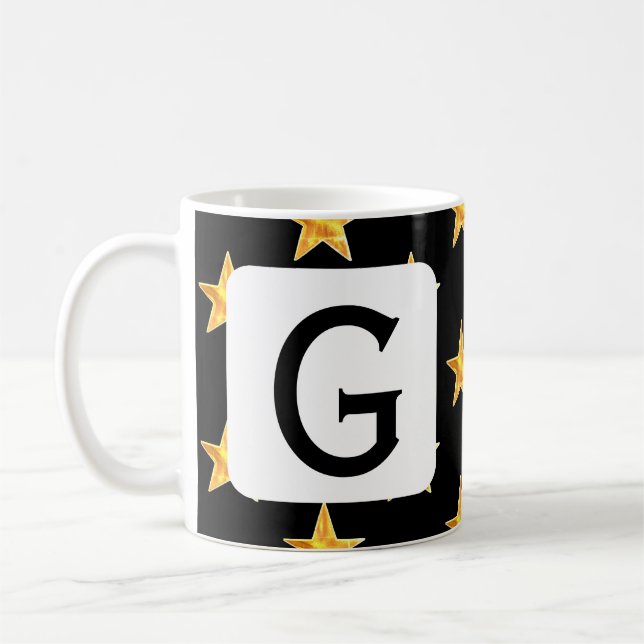 Mug Star N'Importe Quel Monogramme Initiale Jaune Noir (Gauche)