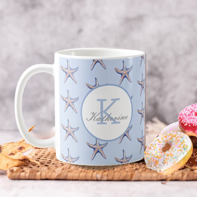 Mug Starfish Motif Beach Marine Nom personnalisé (Créateur téléchargé)