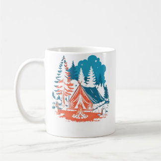 Mug Starlit Camping Tent Campfire And Pine Trees Adven