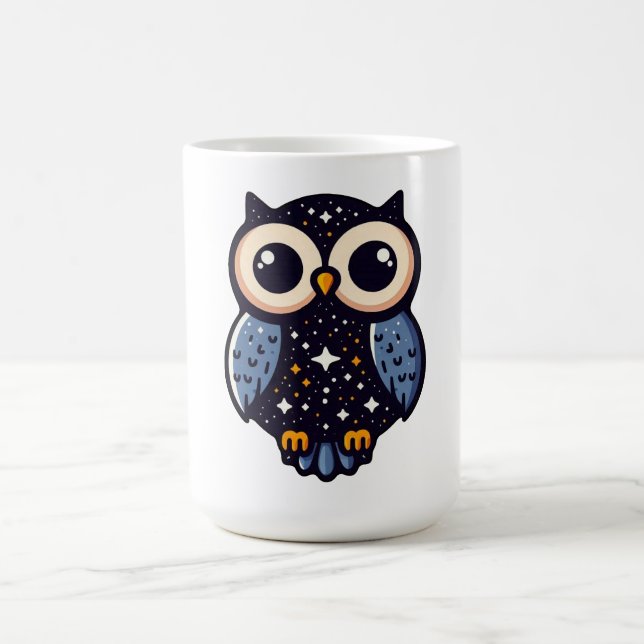 Mug Starry Night Owl Art - lunatique, nocturne, étoile (Centre)
