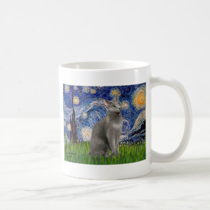 Mug Starry Night - Russian Blue cat