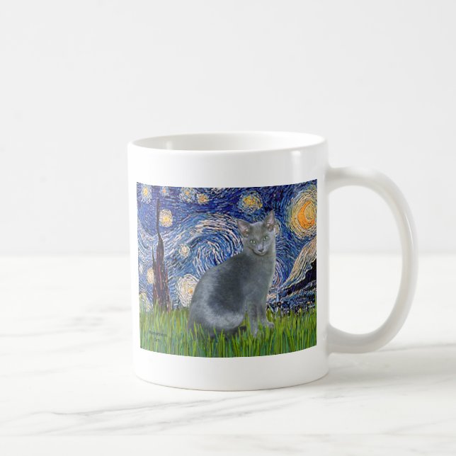 Mug Starry Night - Russian Blue cat 2 (Droite)