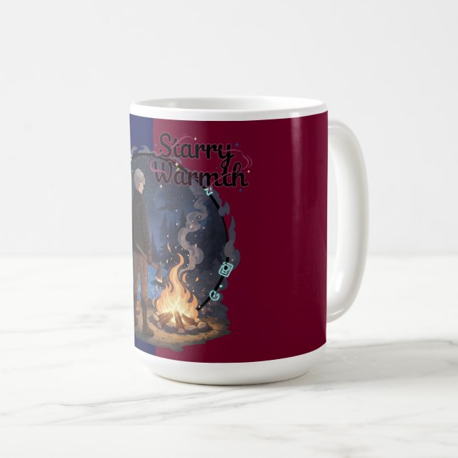 Mug Starry Warmth - Lumberjack Anime Boy by Campfire (Devant droit)