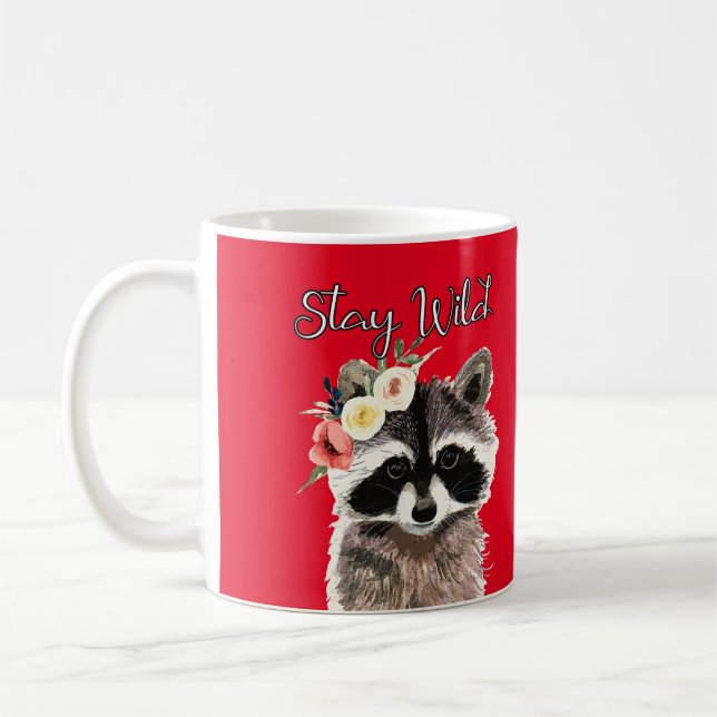 Mug Stay Wild - Jolie Raccoon portant une couronne de  (Gauche)