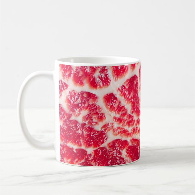 Mug Steak de boeuf cru frais viande marbrée texture fe (Gauche)