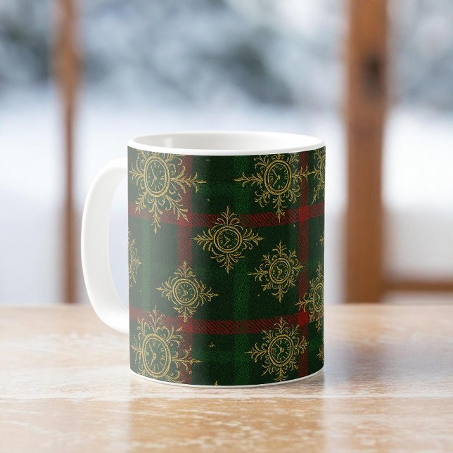 Mug Steampunk Flocon de neige Rouge et vert Tartan (Créateur téléchargé)