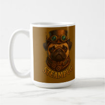 Steampunk Pug design rétro vintage "Steampug"