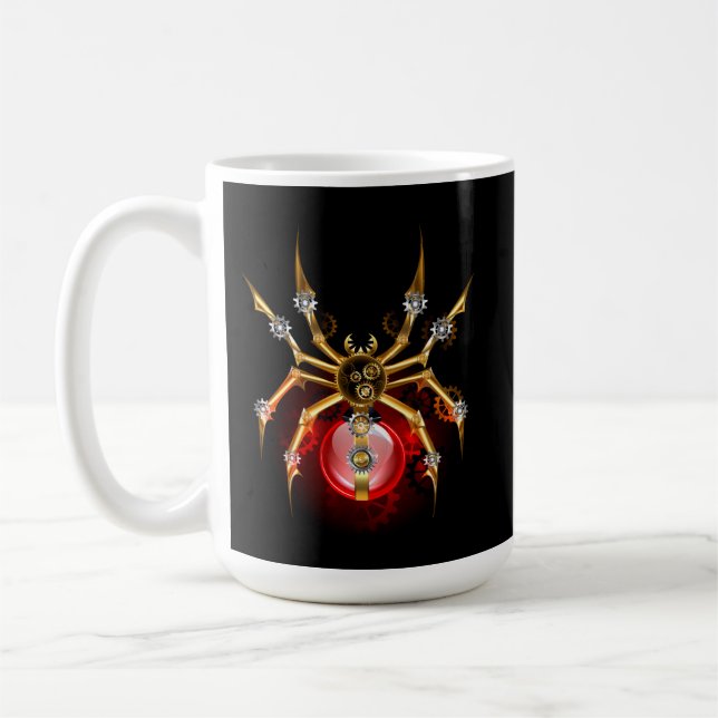 Mug Steampunk spider on black (Gauche)