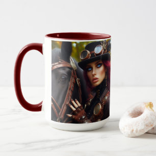 Mug Steampunk Victorian Lady Dark Rider
