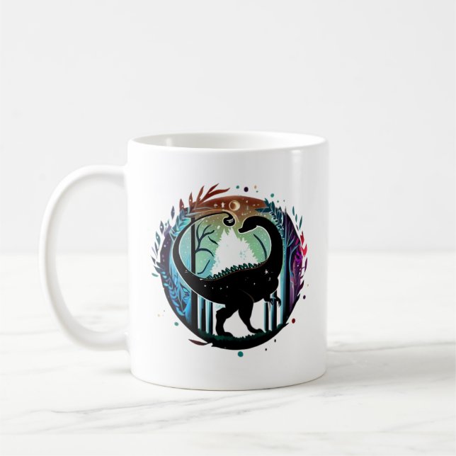 Mug Stegosaurus Dinosaur Forêt Silhouette Design (Gauche)