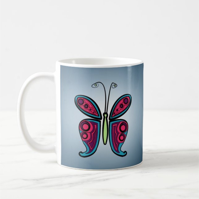 Mug Sticker rond papillon classique (Gauche)
