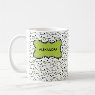 Mug Sticks et Motif de coeur de crosse verte et noire