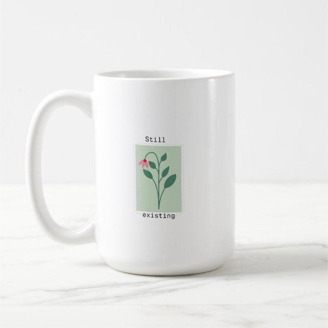 Mug Still Existing Minimalist Flower Stamp Design (Gauche)