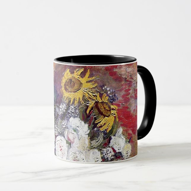 Mug Still Life avec Roses et tournesols - Van Gogh (Devant droit)