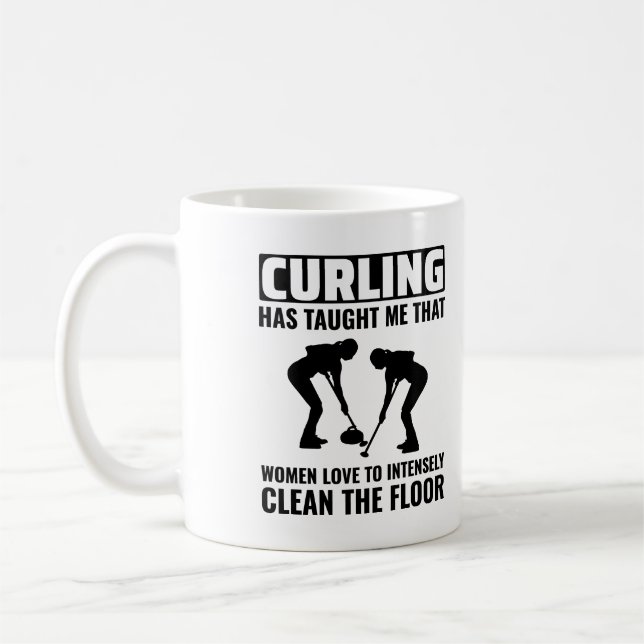Mug Stone Curling hiver glace sport Curler drôle (Gauche)