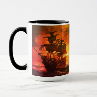 Mug Stormy Pirate Ship au coucher du soleil