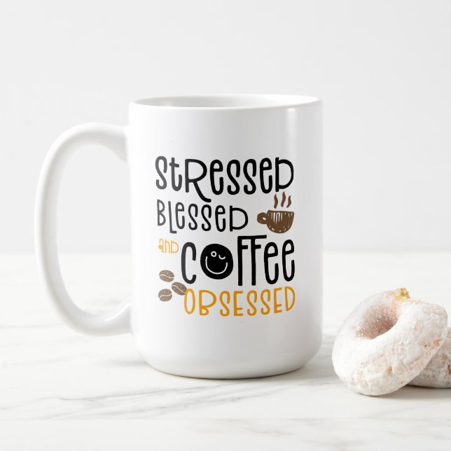 Mug Stressed Blessed and Coffee Obsessed, (Avec donut)