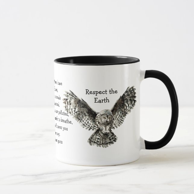 Mug Striking Owl Respecter la Terre Amérindienne (Droite)