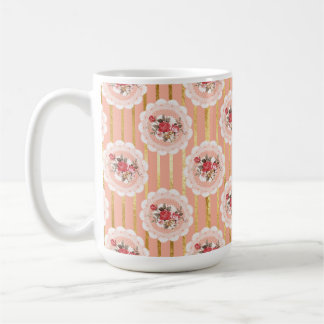 MUG STRIPES D'OR ET FLEURS D'EAU PEACH PEACH PEINY