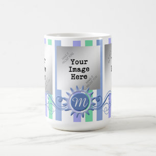Mug Stripes & Monogramme Flourdissant-Turquoise/Menthe