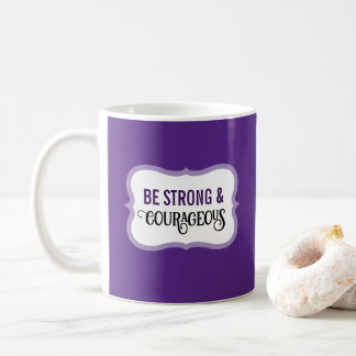 Mug Strong and Courageous Bible Verse Simple Purple