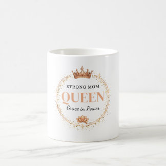 Mug Strong Mom Queen Gold Crown Floral Design