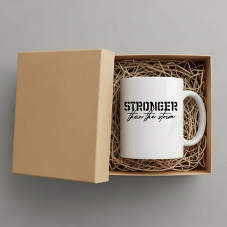Mug Stronger than the storm, faith inspired 