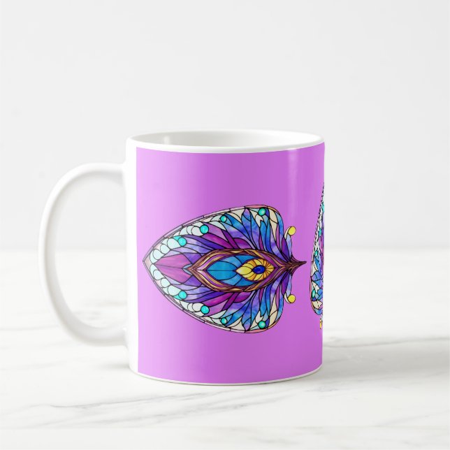 Mug Style Art Nouveau Vitrage Peacock Plumes (Gauche)