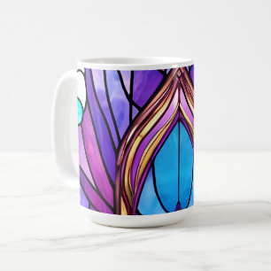Mug Style Art Nouveau Vitrage Peacock Plumes