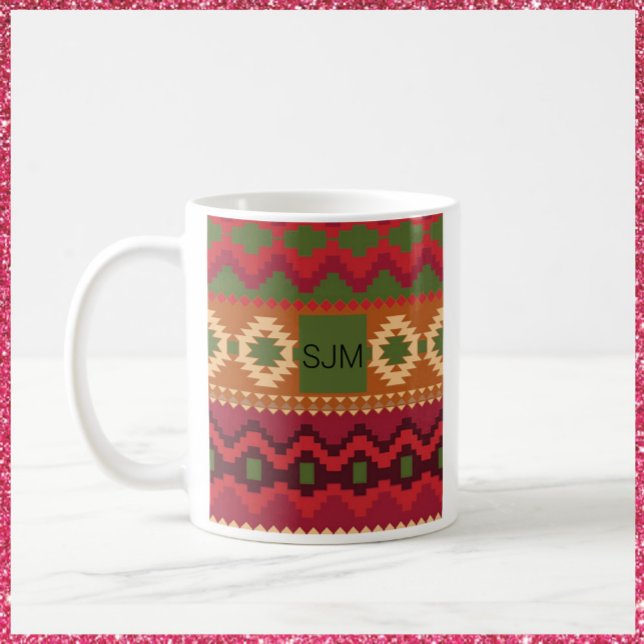 Mug Style Aztec sud-ouest rose vert et Brown (Créateur téléchargé)