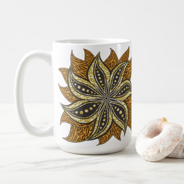 Mug Style Batik Floral Abstrait africain (Avec donut)