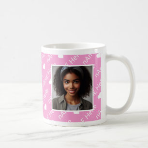 Mug Style de journal photo élégant personnalisé rose