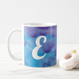 Mug Style de marbre pourpre bleu d'aquarelle de