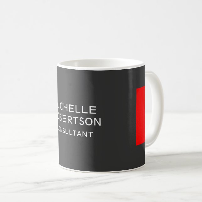 Mug Style gris rouge minimaliste moderne (Devant droit)
