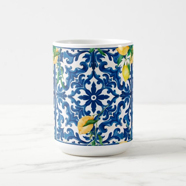 Mug style italien, méditerranéen, mosaïque, bleu, (Centre)