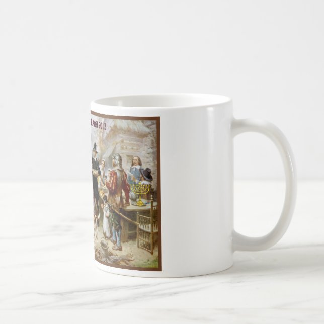 MUG STYLE JUIF DE THANSGIVUKKAH DE PÈLERIN HEUREUX DE (Droite)