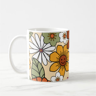 Mug Style les années 70 coloré style rétro motif flora