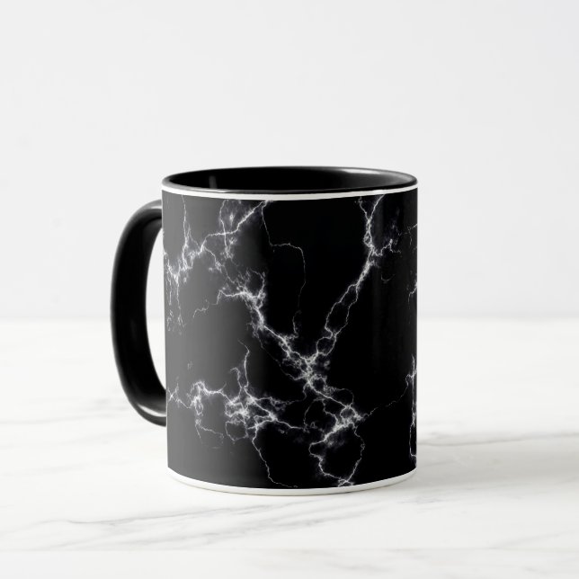Mug Style marbre élégant4 - Noir et blanc (Devant gauche)