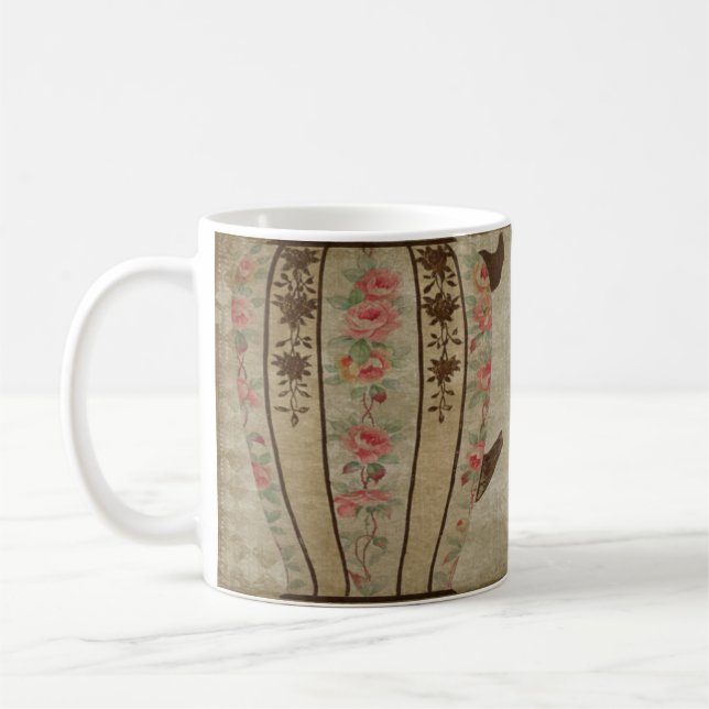 Mug Style porcelaine japonaise Rose et rayures (Gauche)